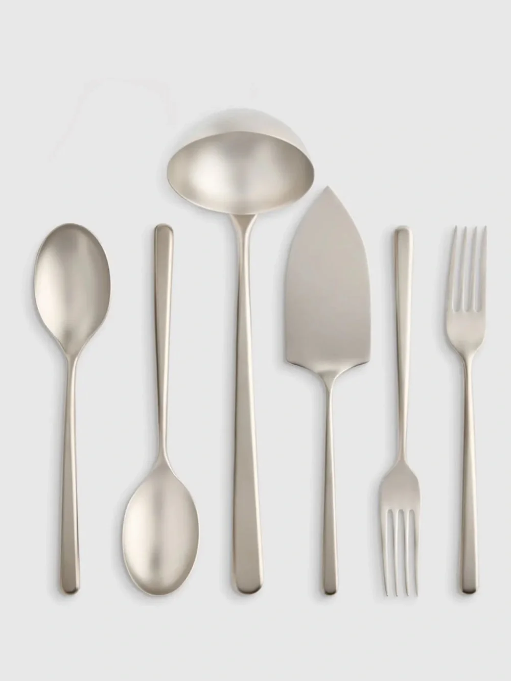 QUINCE NIB Gia Minimalist 6 Piece Serving Utensil Set Brushed Stainless Steel